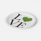 St. Patrick's Day | LIEBE | Grün glitzerndes Herz Pappteller (Schrägansicht)