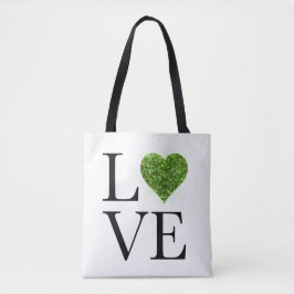 St. Patrick's Day | LIEBE | Grün glitzerndes Herz Tasche