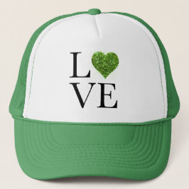 St. Patrick's Day | LIEBE | Grün glitzerndes Herz Truckerkappe