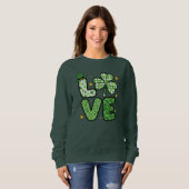 St. Patrick's Day LIEBE Grüne Gemusterte Kleeblatt Sweatshirt (Vorne ganz)