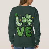 St. Patrick's Day LIEBE Grüne Gemusterte Kleeblatt Sweatshirt (Rückseite)