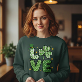 St. Patrick's Day LIEBE Grüne Gemusterte Kleeblatt Sweatshirt