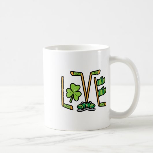 St Patricks Day Liebe Ice Hockey Saint Paddys Men Kaffeetasse (Rechts)