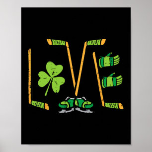 St Patricks Day Liebe Ice Hockey Saint Paddys Men  Poster