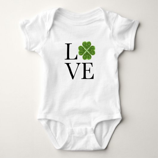 St. Patrick's Day | LIEBE | Kleeblatt für grünen G Baby Strampler (Vorderseite)