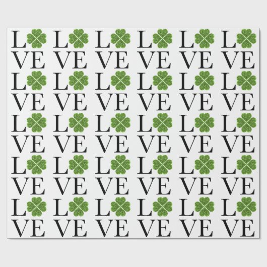 St. Patrick's Day | LIEBE | Kleeblatt für grünen G Geschenkpapier (Flach)
