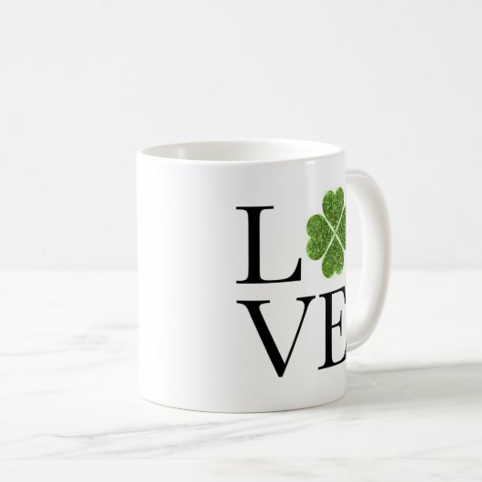 St. Patrick's Day | LIEBE | Kleeblatt für grünen G Kaffeetasse (VorderseiteRechts)