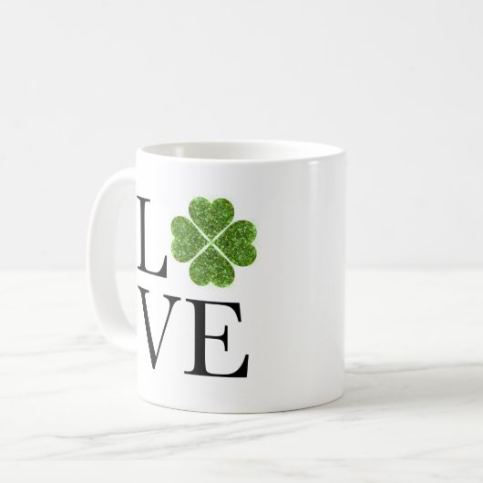 St. Patrick's Day | LIEBE | Kleeblatt für grünen G Kaffeetasse (Vorderseite Links)