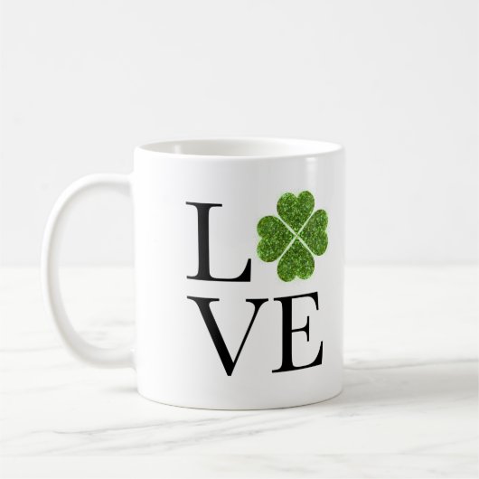 St. Patrick's Day | LIEBE | Kleeblatt für grünen G Kaffeetasse (Links)