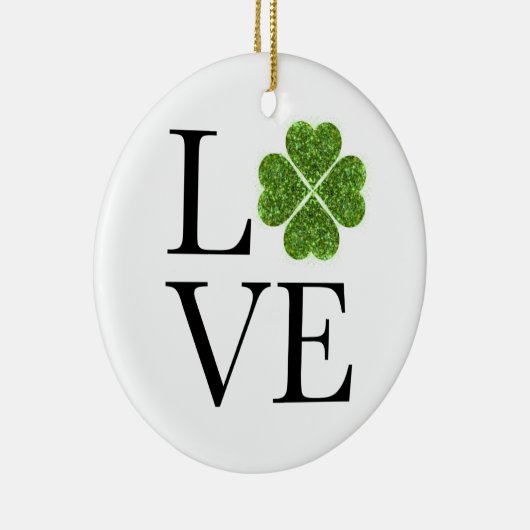 St. Patrick's Day | LIEBE | Kleeblatt für grünen G Keramik Ornament (Rechts)
