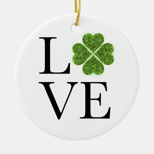 St. Patrick's Day | LIEBE | Kleeblatt für grünen G Keramik Ornament (Vorne)
