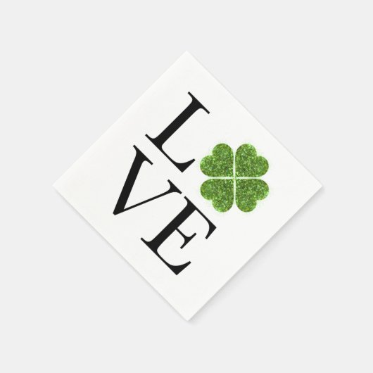 St. Patrick's Day - Liebe | Kleeblatt für grünen G Serviette (Ecke)