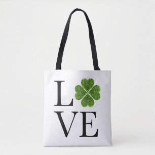 St. Patrick's Day   LIEBE   Kleeblatt für grünen G Tasche