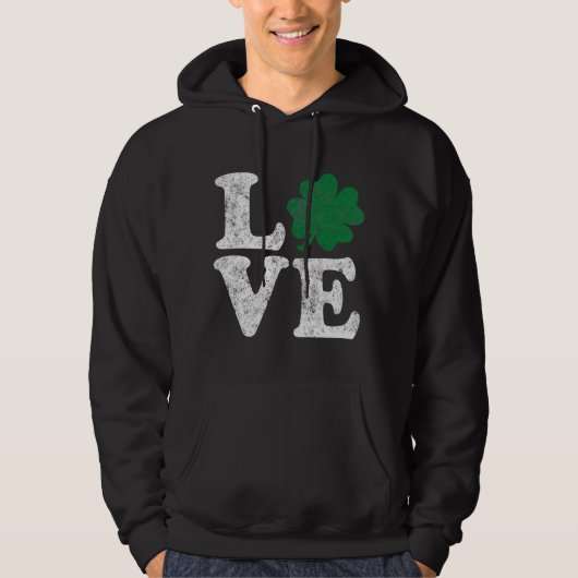St Patrick's Day LIEBE Kleeblatt Irish Hoodie (Vorderseite)