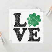 St Patrick's Day LIEBE Kleeblatt Irish Karte (Vorderseite/Rückseite Beispiel)