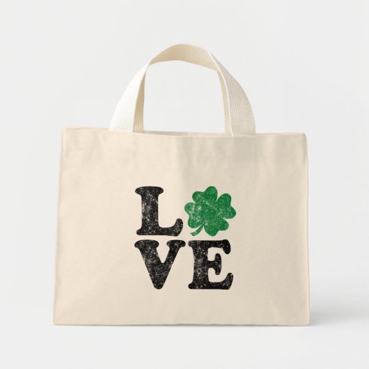 St Patrick's Day LIEBE Kleeblatt Irish Mini Stoffbeutel (Vorne)