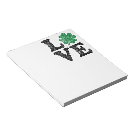 St Patrick's Day LIEBE Kleeblatt Irish Notizblock (angewinkelt)