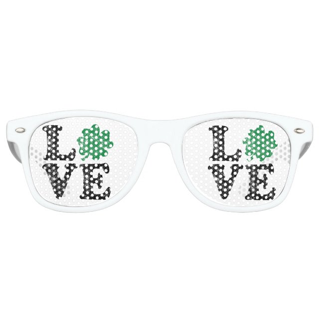 St Patrick's Day LIEBE Kleeblatt Irish Partybrille (Vorderseite)