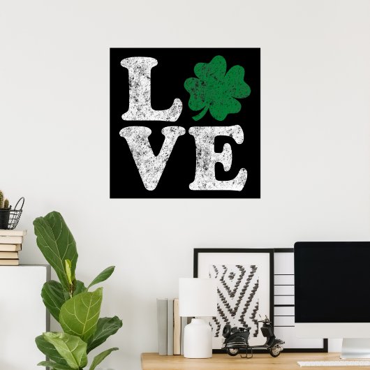 St Patrick's Day LIEBE Kleeblatt Irish Poster (Heimbüro)