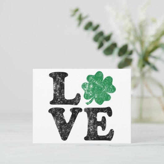 St Patrick's Day LIEBE Kleeblatt Irish Postkarte (Stehend Vorderseite)