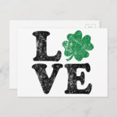 St Patrick's Day LIEBE Kleeblatt Irish Postkarte (Vorne/Hinten)