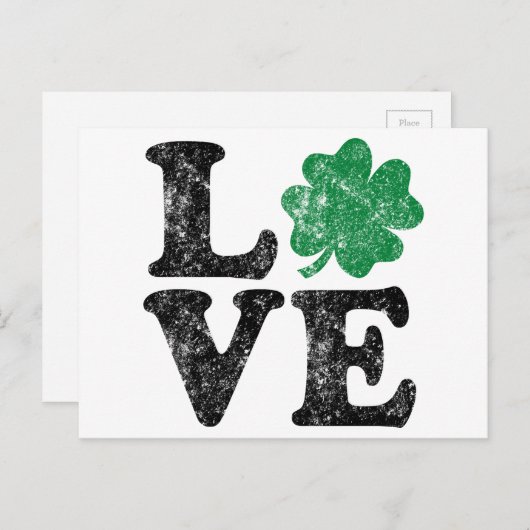 St Patrick's Day LIEBE Kleeblatt Irish Postkarte (Vorne/Hinten)