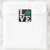 St Patrick's Day LIEBE Kleeblatt Irish Quadratischer Aufkleber (Tasche)