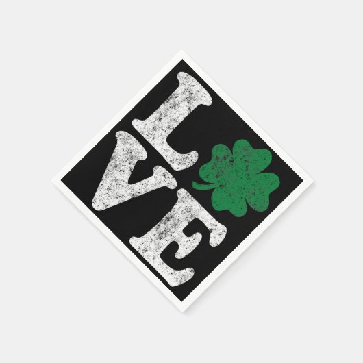 St Patrick's Day LIEBE Kleeblatt Irish Serviette (Ecke)