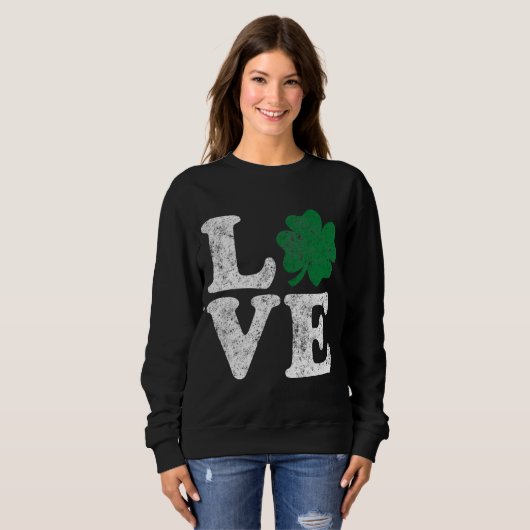 St Patrick's Day LIEBE Kleeblatt Irish Sweatshirt (Vorne ganz)