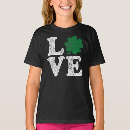 St Patrick's Day LIEBE Kleeblatt Irish T-Shirt (Vorderseite)