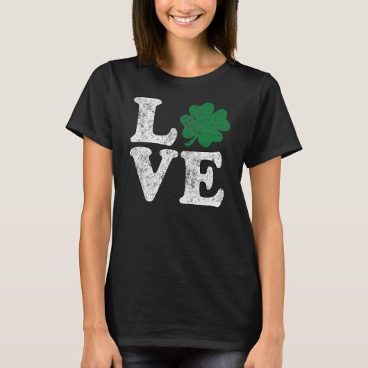 St Patrick's Day LIEBE Kleeblatt Irish T-Shirt (Vorderseite)