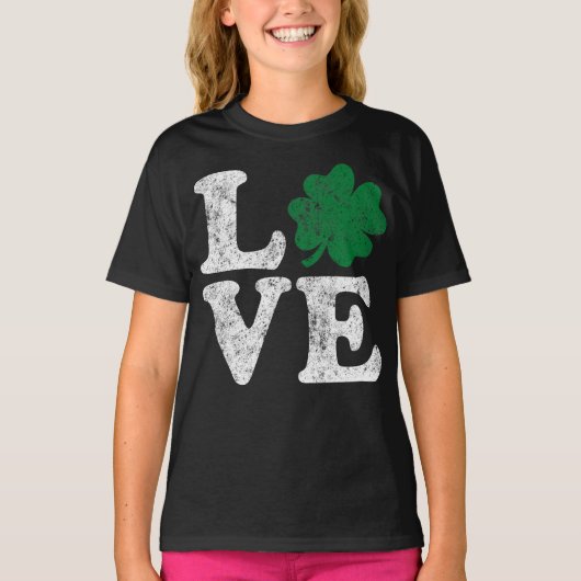 St Patrick's Day LIEBE Kleeblatt Irish T-Shirt (Vorderseite)
