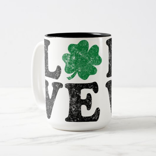 St Patrick's Day LIEBE Kleeblatt Irish Zweifarbige Tasse (Vorderseite Links)