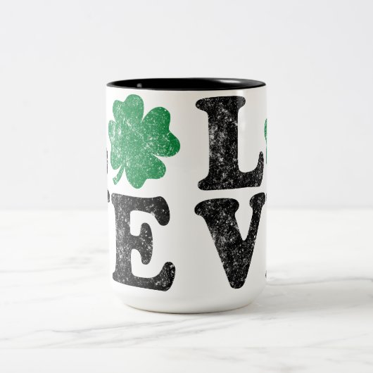 St Patrick's Day LIEBE Kleeblatt Irish Zweifarbige Tasse (Mittel)