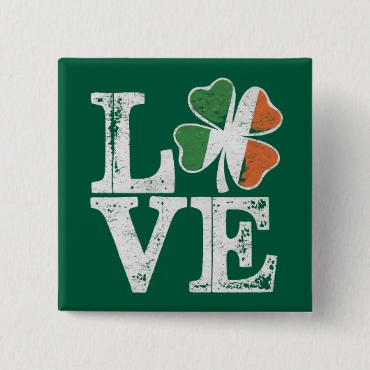 St Patricks Day Liebe Lucky Irish Kleeblatt Green Button (Vorderseite)