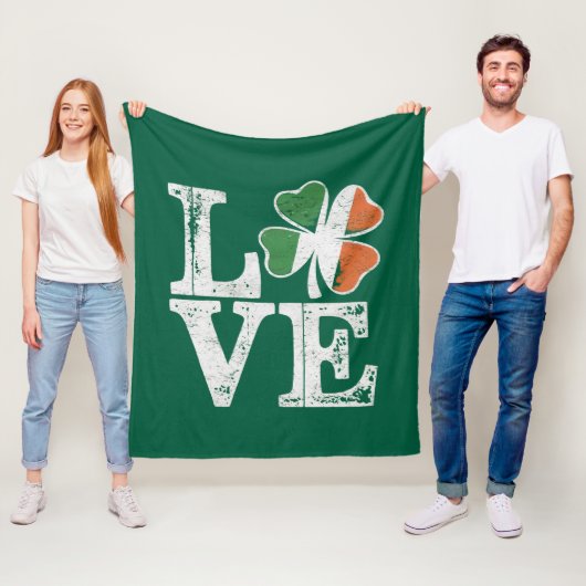 St Patricks Day Liebe Lucky Irish Kleeblatt Green Fleecedecke (Beispiel)