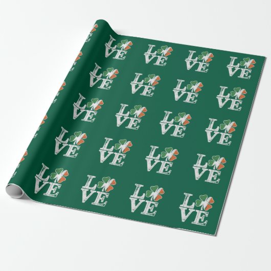 St Patricks Day Liebe Lucky Irish Kleeblatt Green Geschenkpapier (Ungerollt)