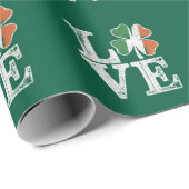 St Patricks Day Liebe Lucky Irish Kleeblatt Green Geschenkpapier (Rolleneckpunkt)