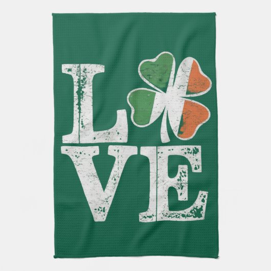 St Patricks Day Liebe Lucky Irish Kleeblatt Green Geschirrtuch (Vertikal)