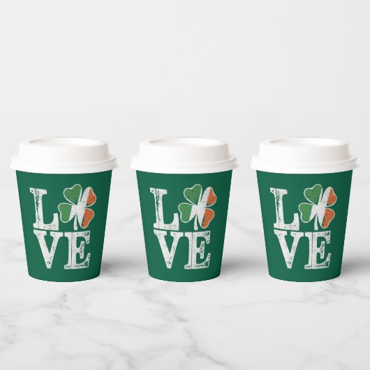 St Patricks Day Liebe Lucky Irish Kleeblatt Green Pappbecher (Multi)