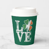 St Patricks Day Liebe Lucky Irish Kleeblatt Green Pappbecher (Vorderseite)