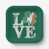 St Patricks Day Liebe Lucky Irish Kleeblatt Green Pappteller (Vorderseite)