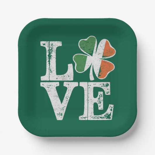 St Patricks Day Liebe Lucky Irish Kleeblatt Green Pappteller (Vorderseite)