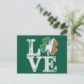 St Patricks Day Liebe Lucky Irish Kleeblatt Green Postkarte (Stehend Vorderseite)