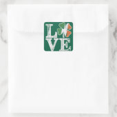 St Patricks Day Liebe Lucky Irish Kleeblatt Green Quadratischer Aufkleber (Tasche)