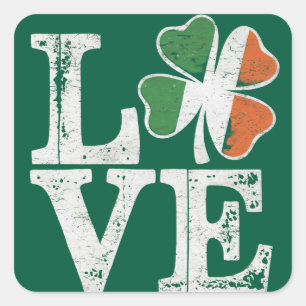 St Patricks Day Liebe Lucky Irish Kleeblatt Green Quadratischer Aufkleber