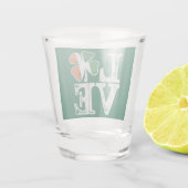 St Patricks Day Liebe Lucky Irish Kleeblatt Green Schnapsglas (Rückseite)