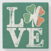 St Patricks Day Liebe Lucky Irish Kleeblatt Green Steinuntersetzer (Vorderseite)
