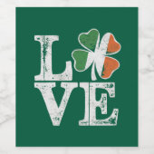 St Patricks Day Liebe Lucky Irish Kleeblatt Green Weinetikett (Einzelnes Label)