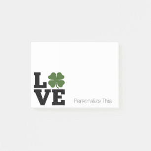St. Patrick's Day Liebe mit grünem Kleeblatt Post-it Klebezettel